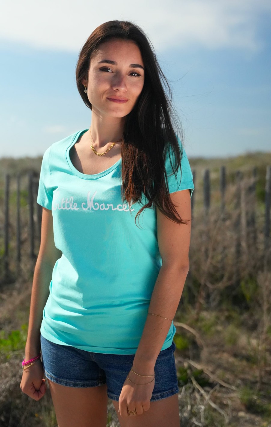 Little Marcel LITTLE MARCEL | Tee-Shirt Manches Courtes Femme Thinks Turquoise