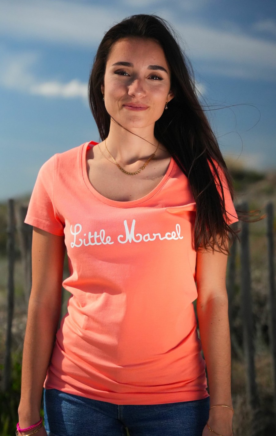 Little Marcel LITTLE MARCEL | Tee-Shirt Manches Courtes Femme Thinks Corail